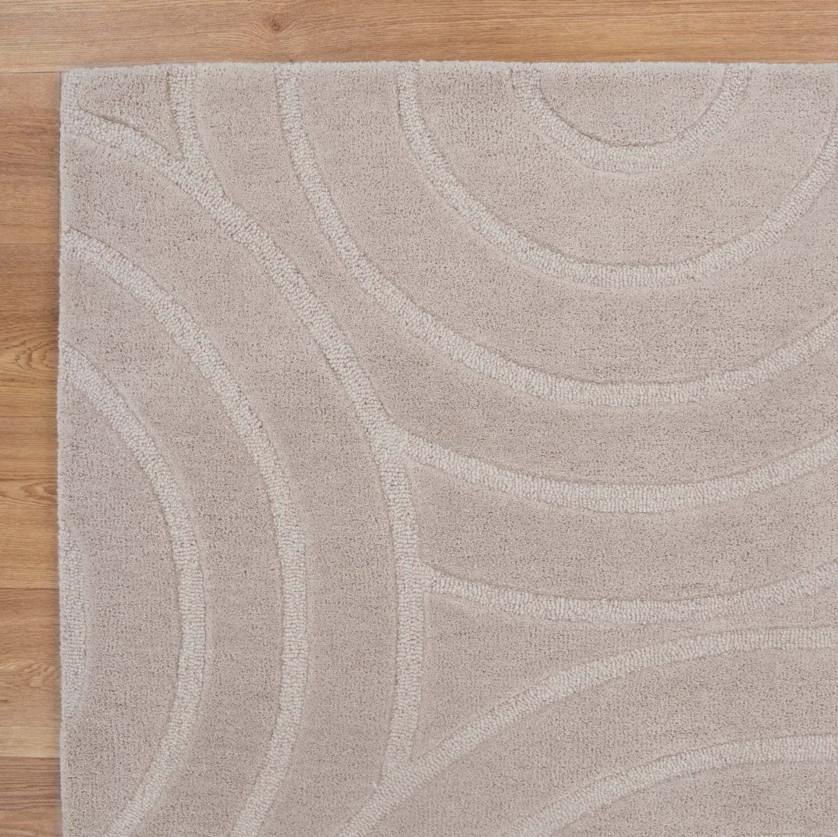 Nirvana Circles BEIGE Wool Rug - Ruggy