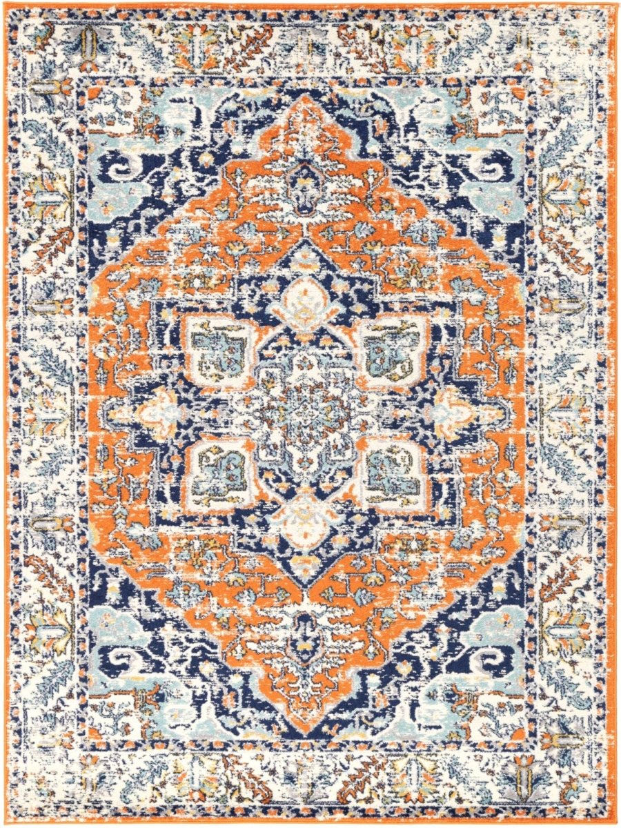 Pulse Messina Orange & Blue Transitonal Rug - Ruggy