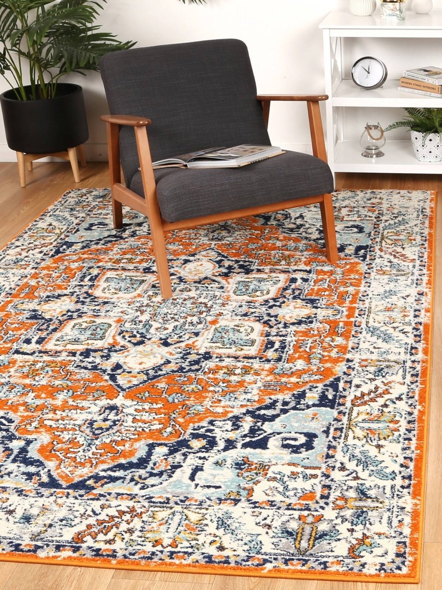 Pulse Messina Orange & Blue Transitonal Rug - Ruggy
