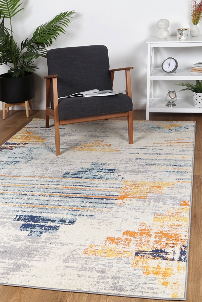 Pulse Noto Blue & Yellow Contemporary Rug - Ruggy