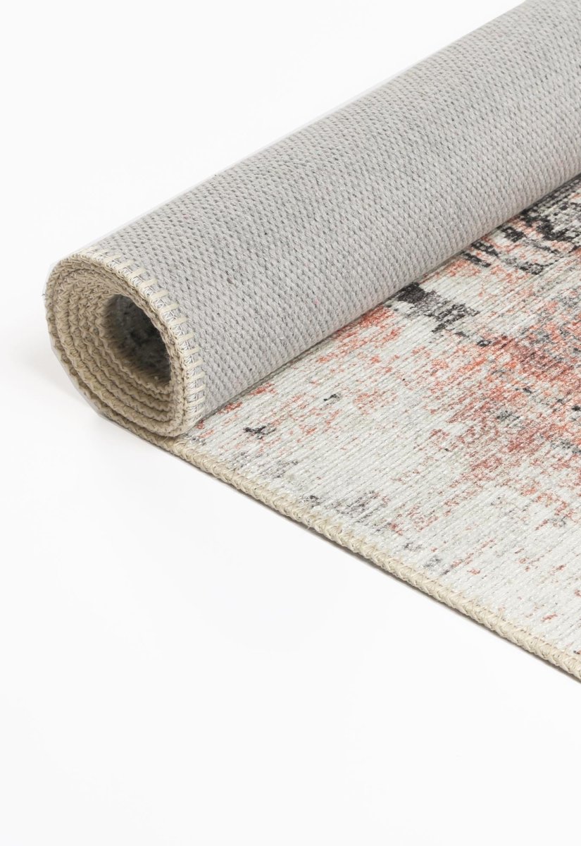 Royal Blush Ivory Distressed Washable Rug - Ruggy