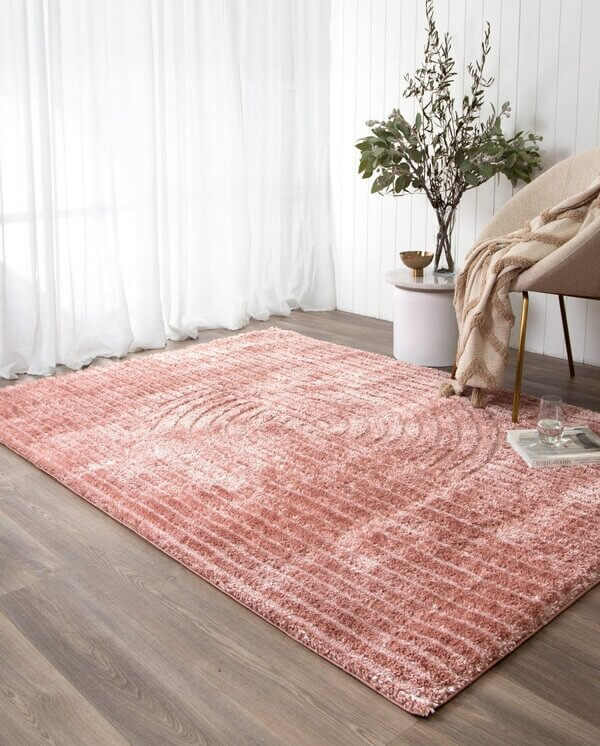 Shaggy rug in a living room with complimentary decors.