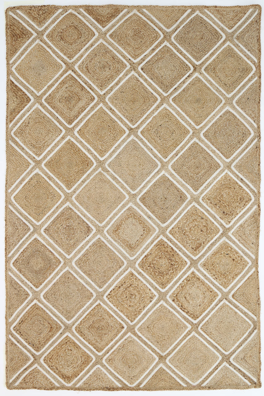 Glamour Beige Natural Parquetry Rug - Ruggy