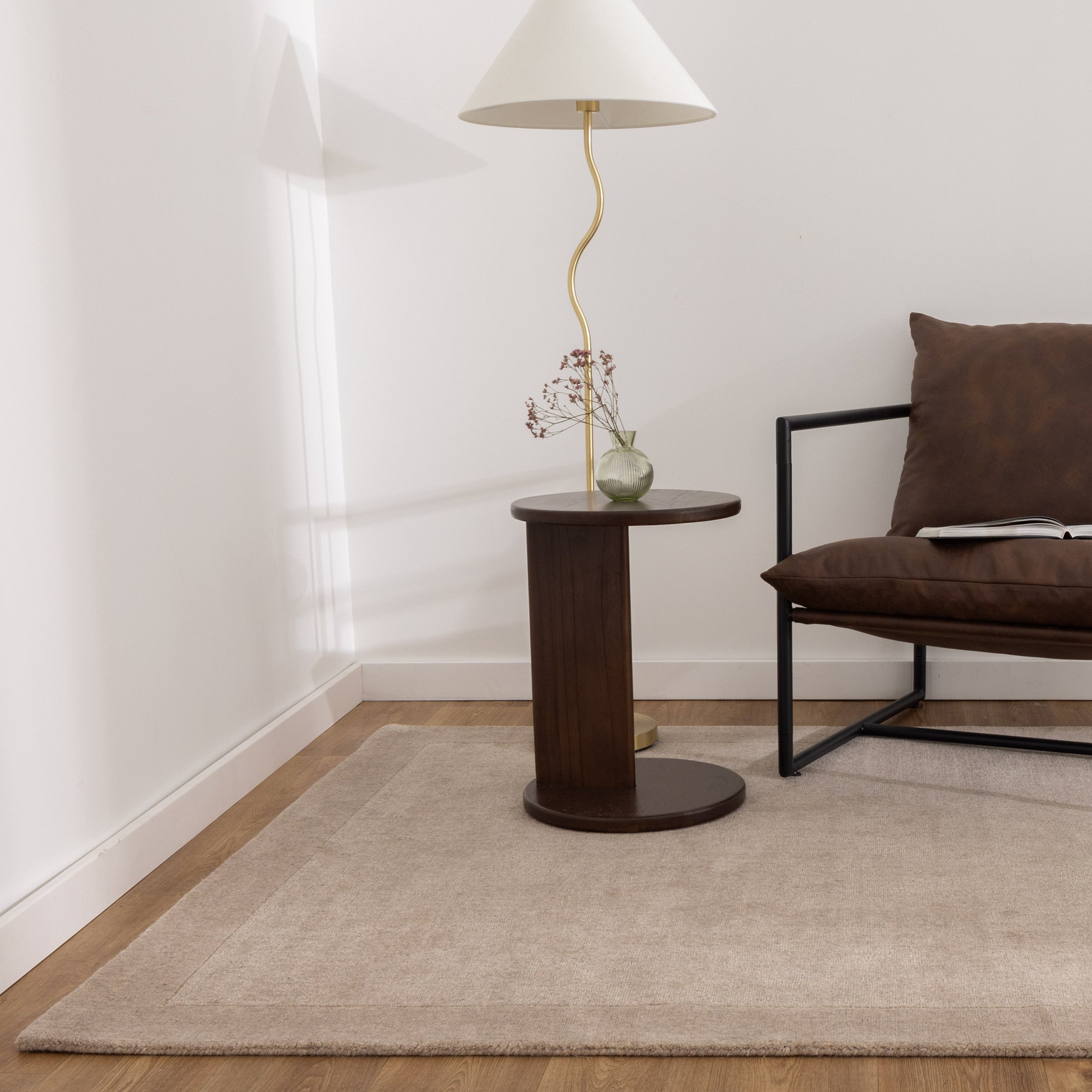 Calley Camel Border Wool Rug