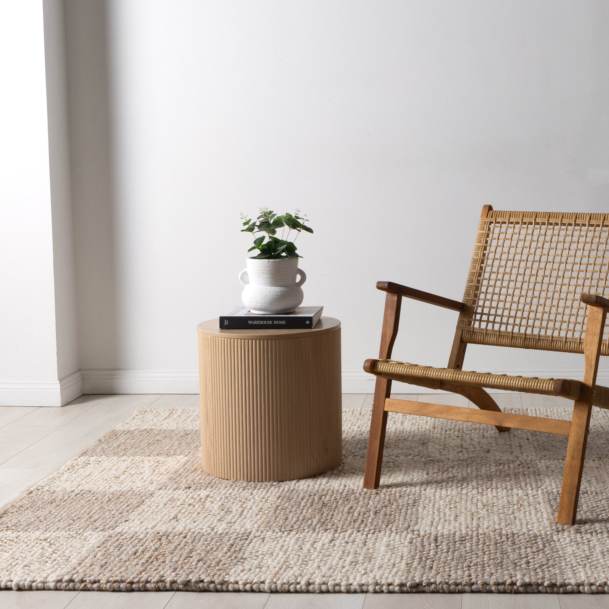 Meadow Checkered Beige and Ivory Jute and Wool Rug