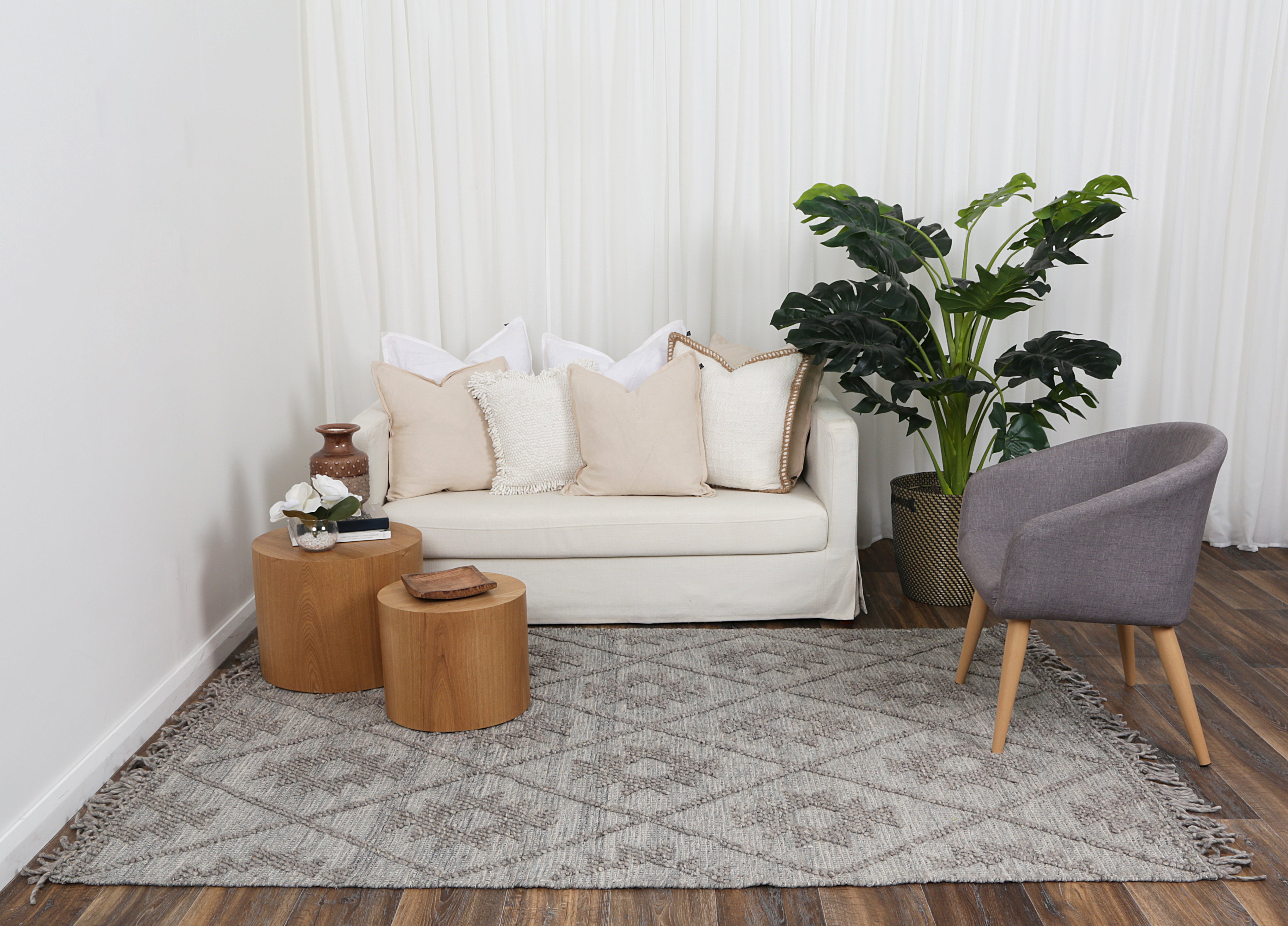 Marco Geometric Grey Multi Wool Rug