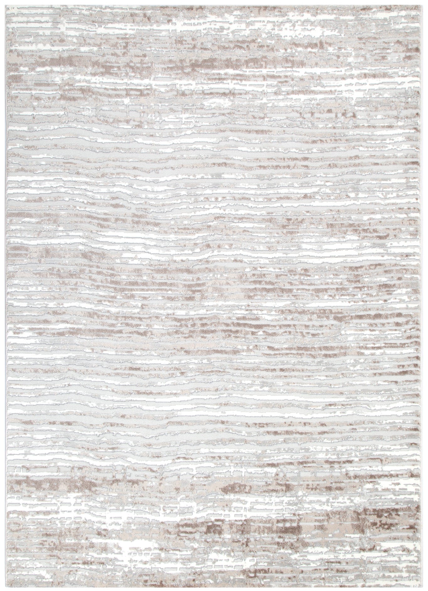 Cleo Distressed Lines Grey Beige Rug