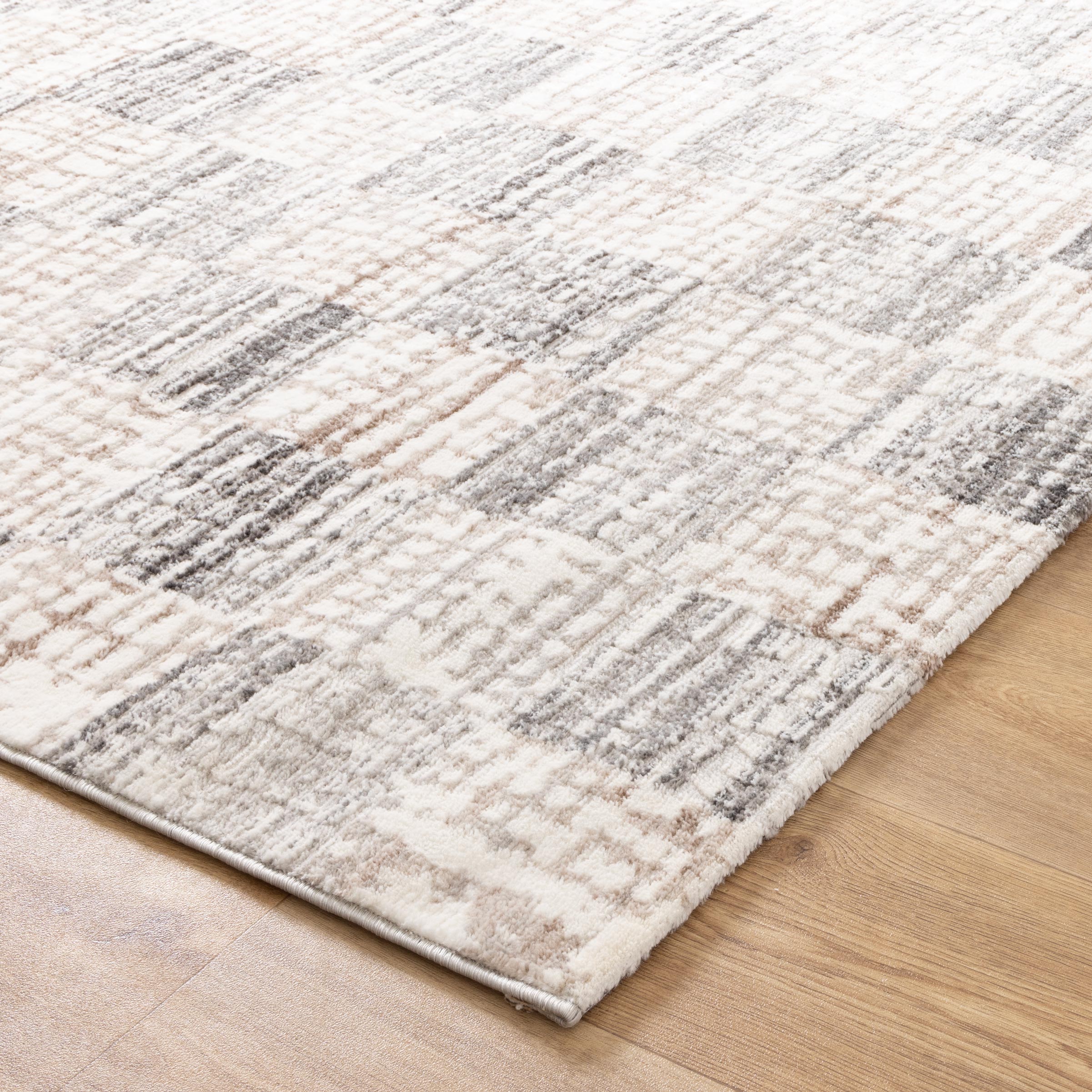 Cleo Distressed Checkered Grey Beige Rug