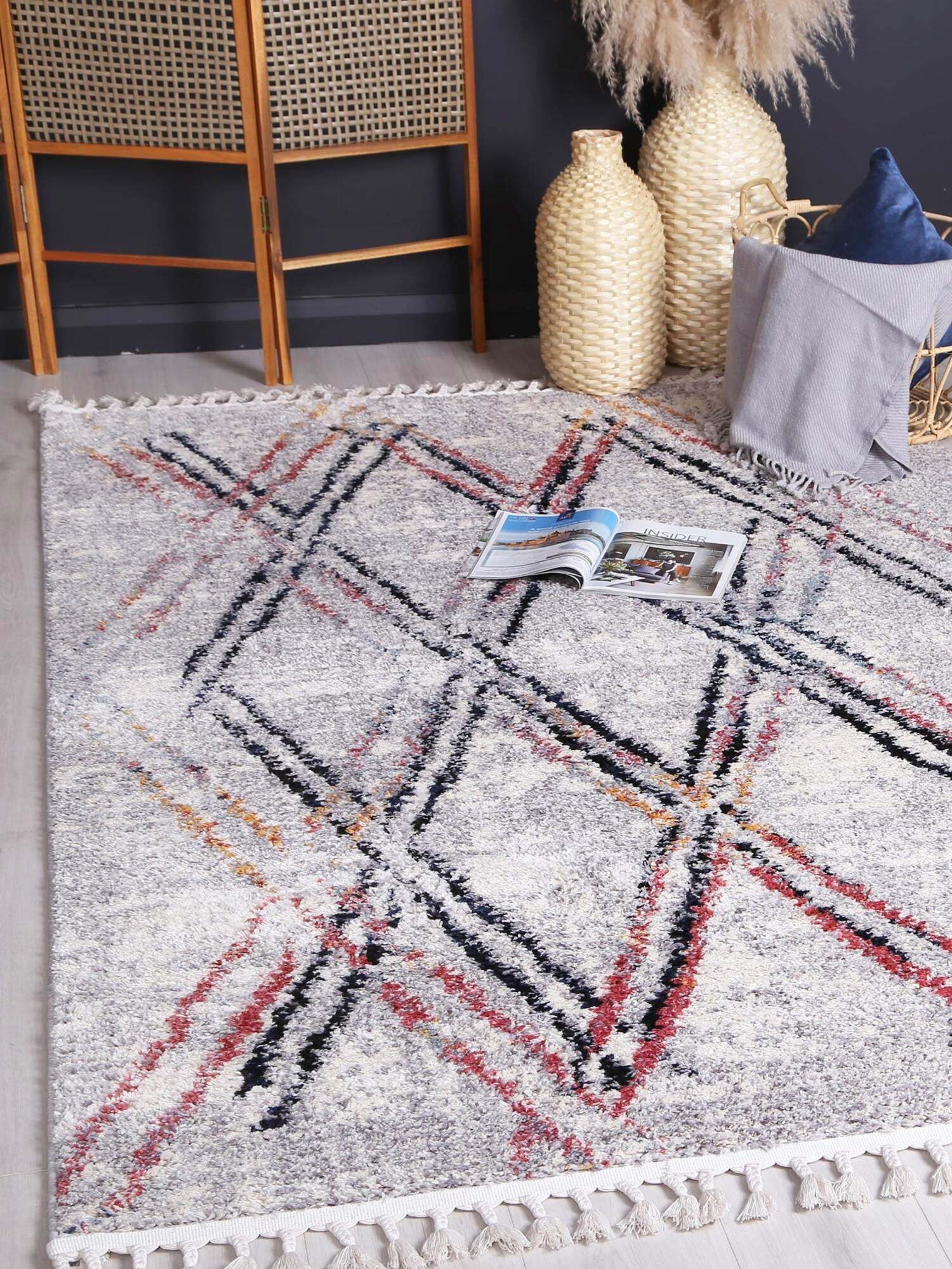 Pristine Grey Muti Line Rug - Ruggy