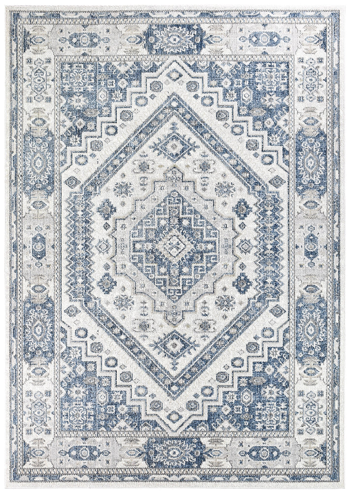 Zircon Cream Blue Traditional Rug