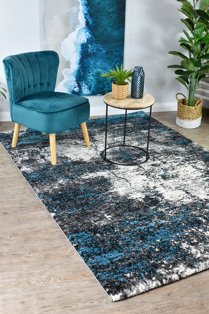 Dior White Turquoise Modern Rug