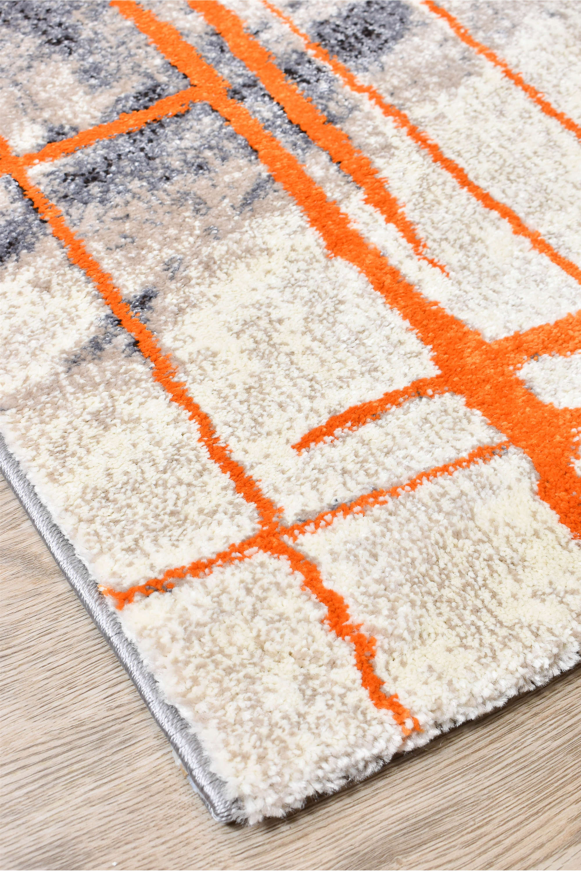 Sol Grey Orange Minimalist Rug