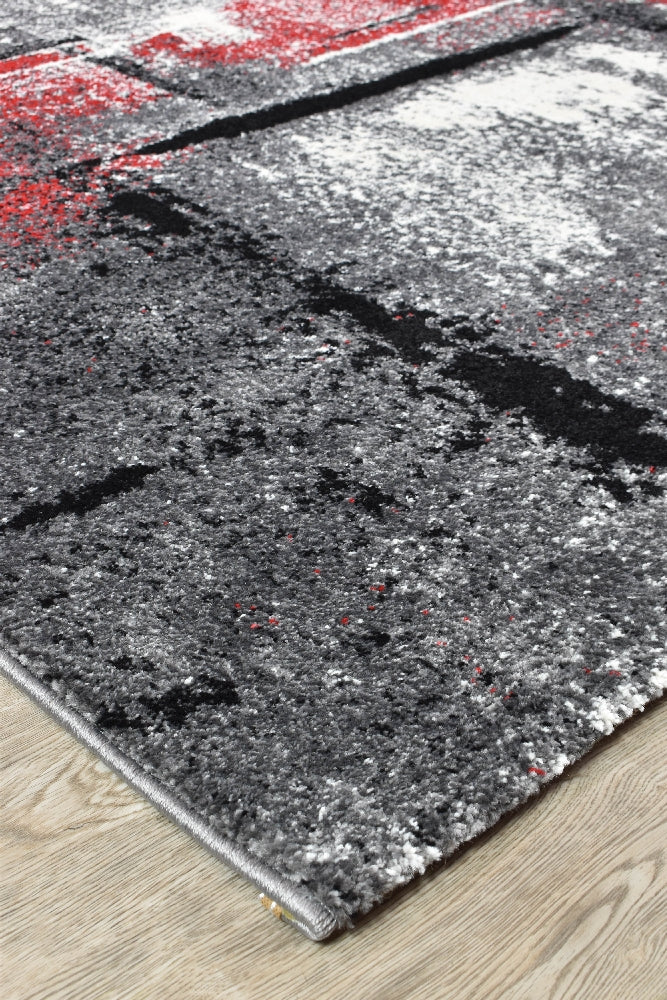 Sol Grey Red Modern Rug