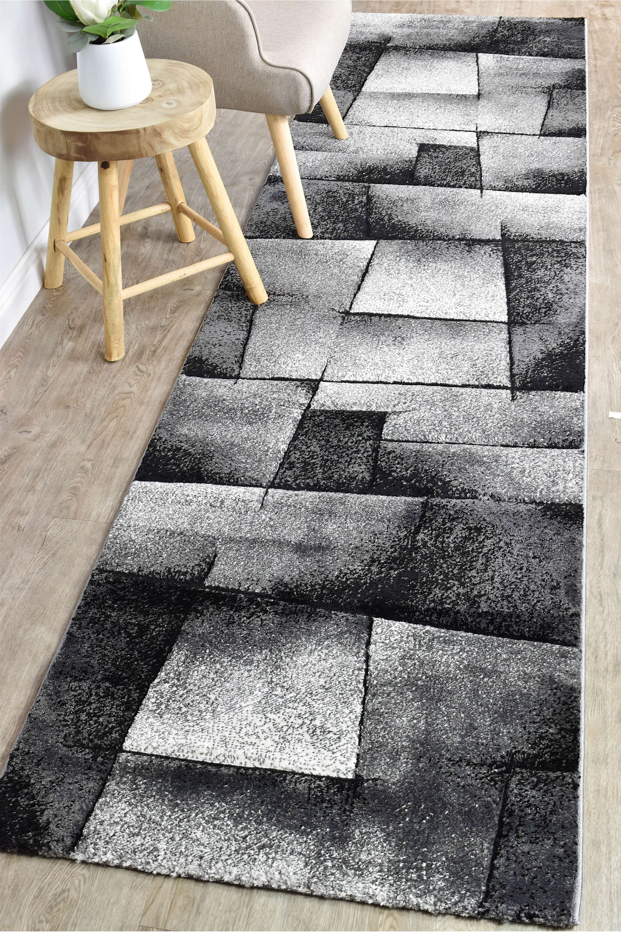 Sol Grey Squares Rug