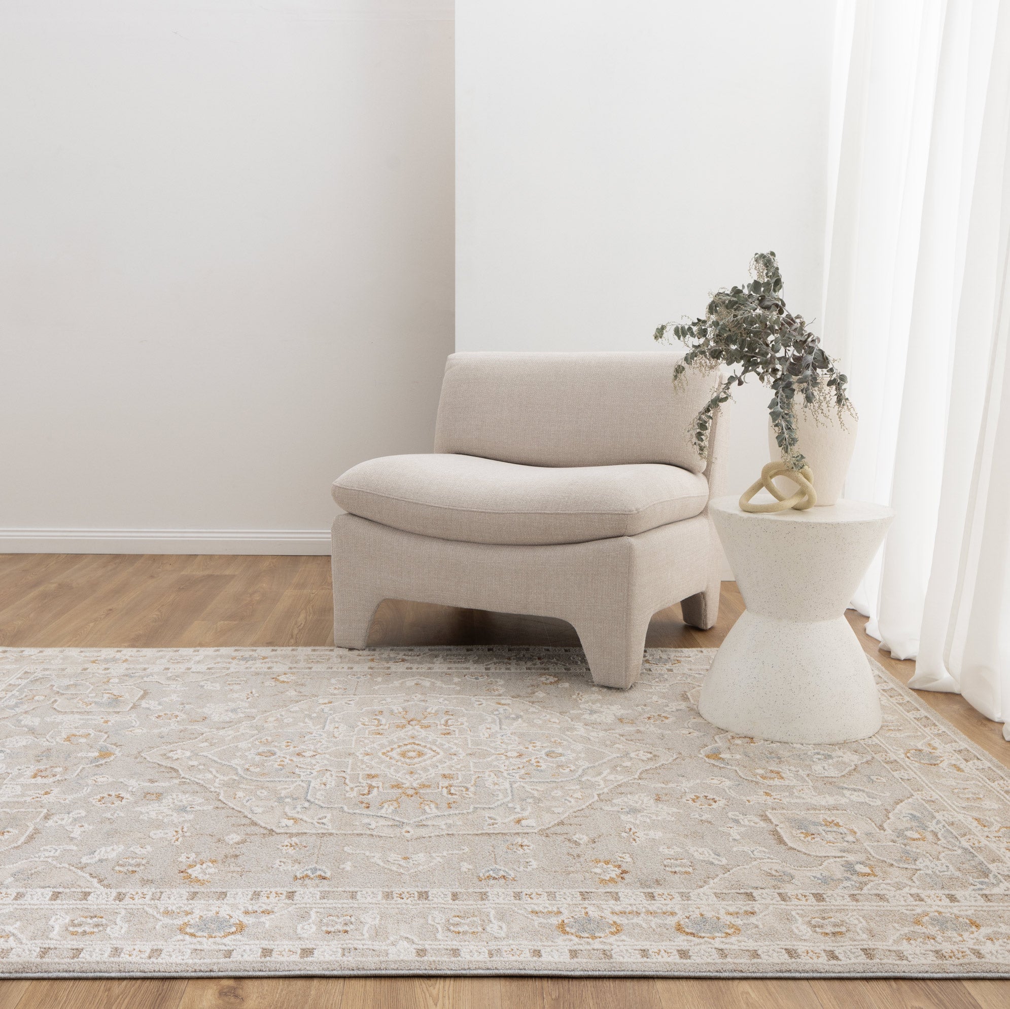 Nora Medallion Beige Multi Transitional Rug