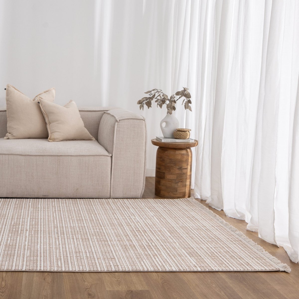 Alira Beige Ivory Loop Lines Rug