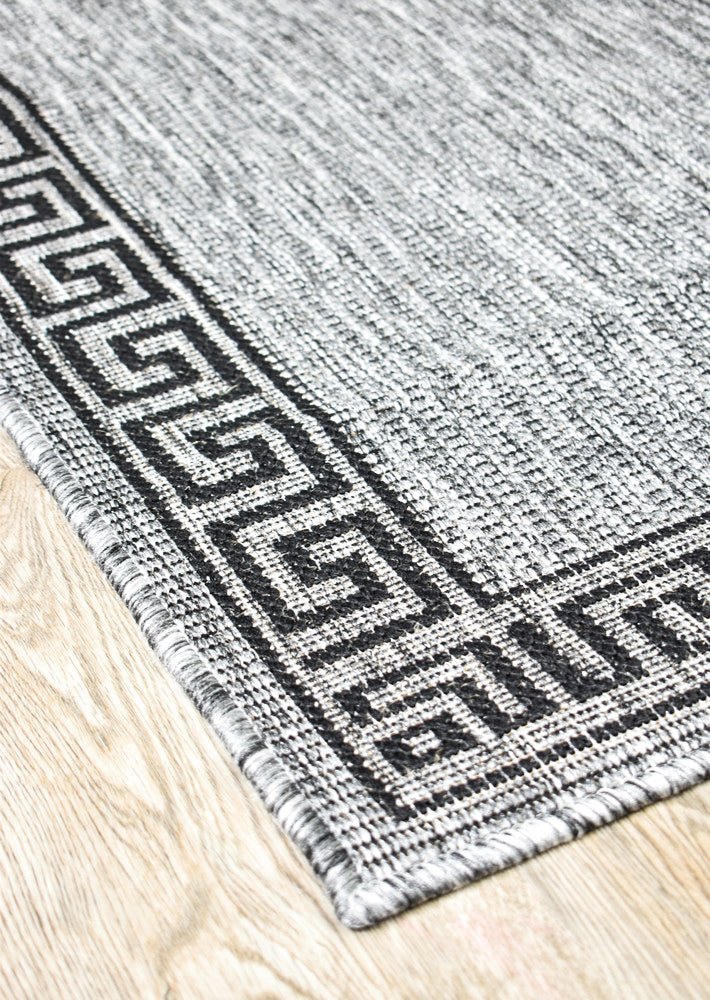 Amara Border Grey Black Hallway Runner