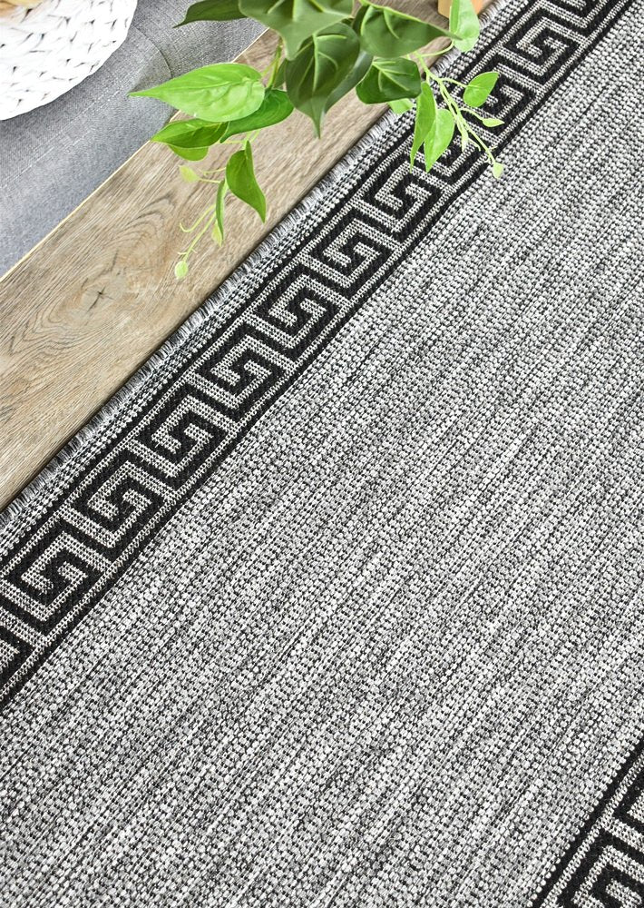 Amara Border Grey Black Hallway Runner