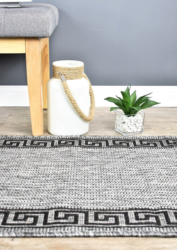 Amara Border Grey Black Hallway Runner