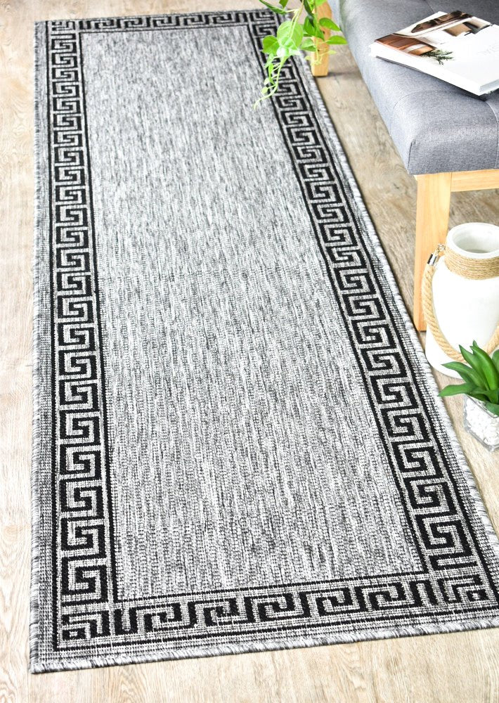 Amara Border Grey Black Hallway Runner