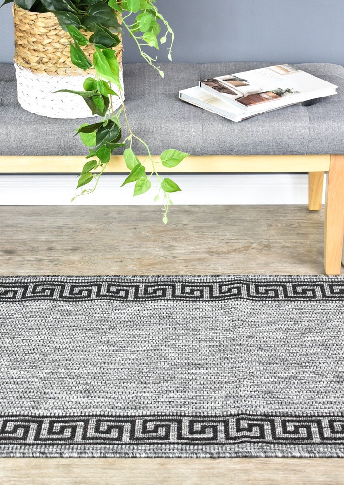 Amara Border Grey Black Hallway Runner