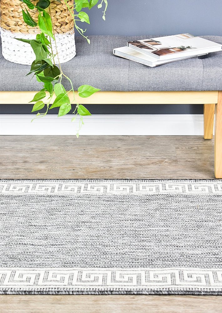 Amara Border Light Grey Hallway Runner