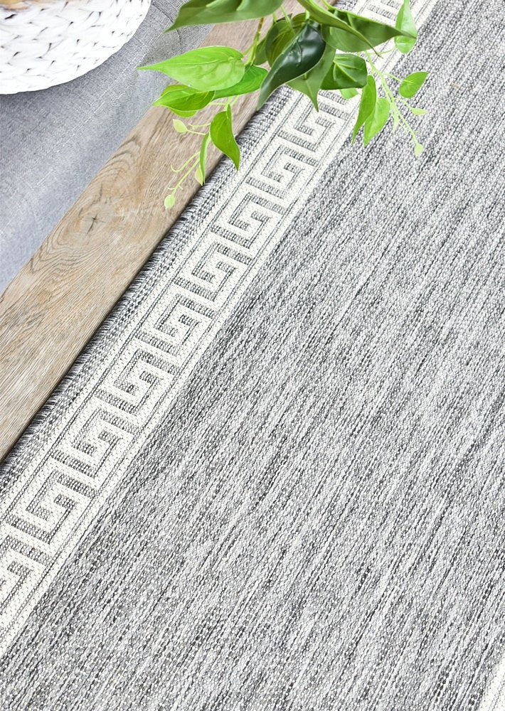 Amara Border Light Grey Hallway Runner