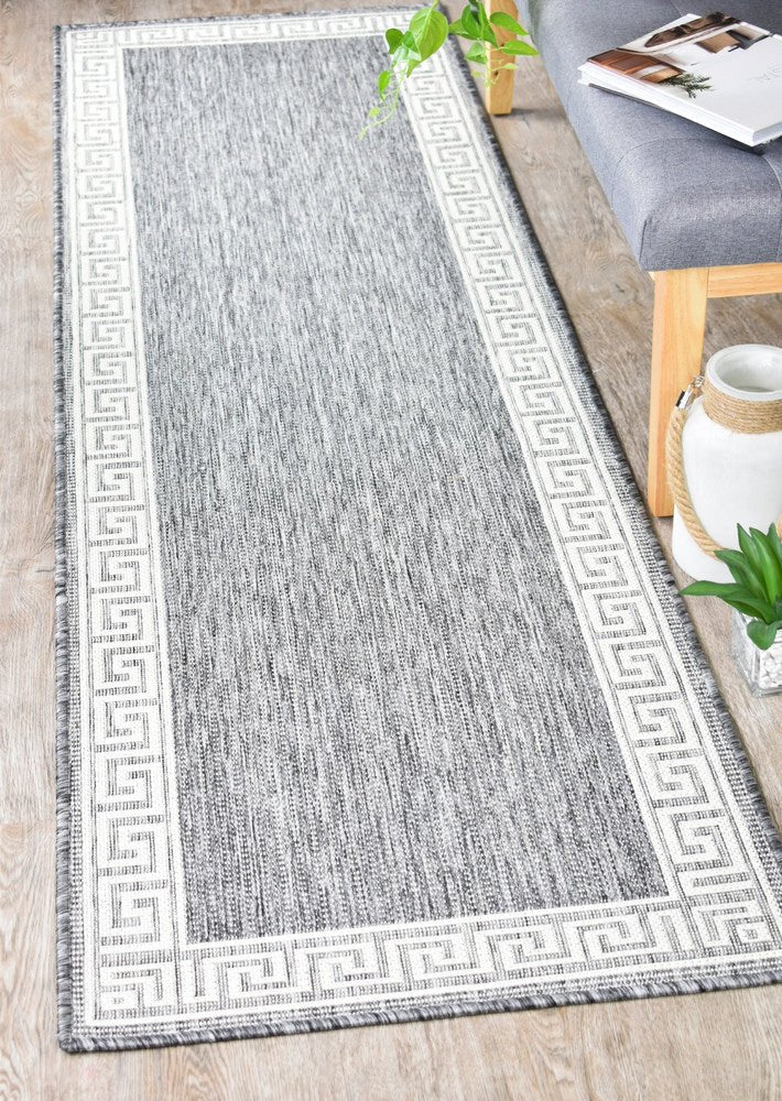 Amara Border Light Grey Hallway Runner