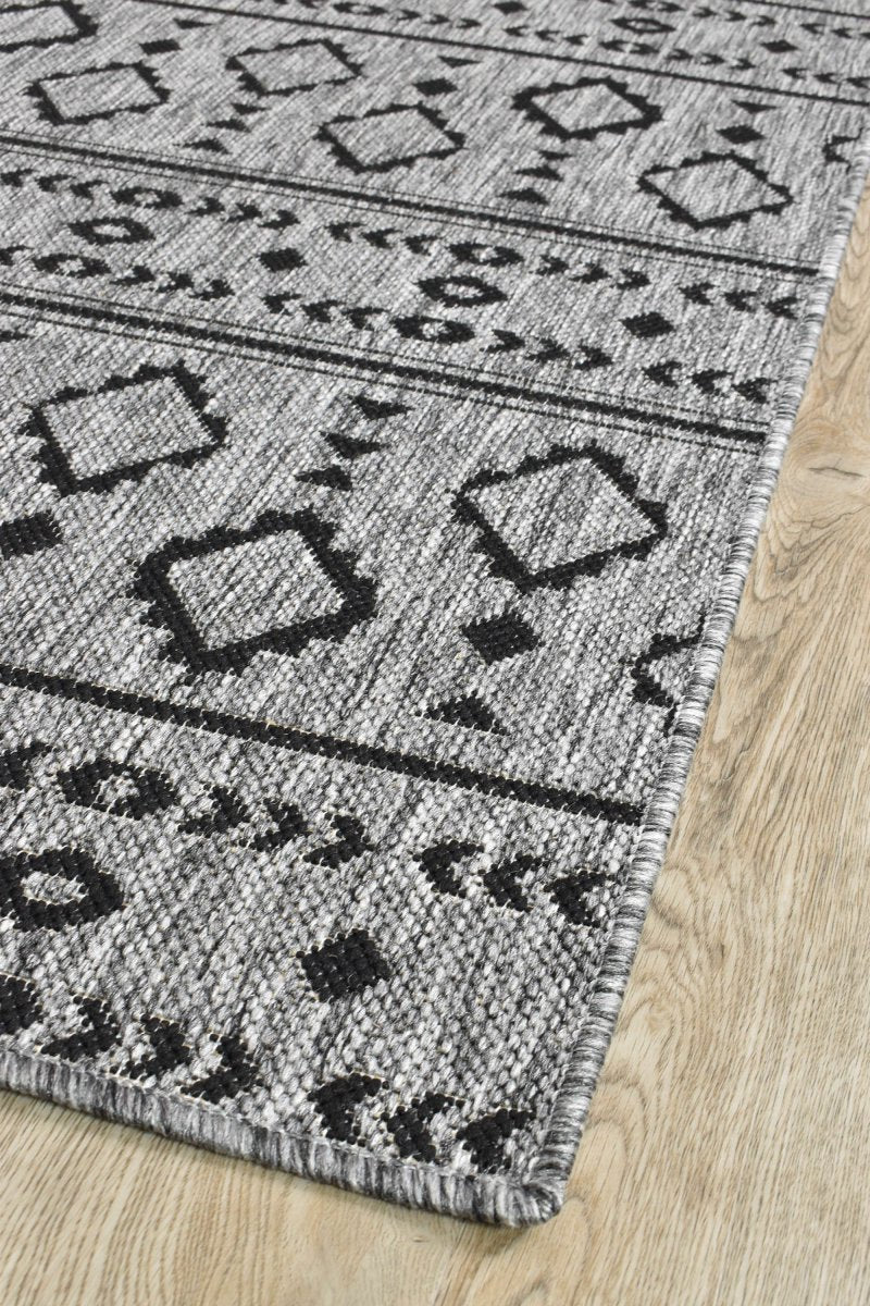 Amara Dark Grey Tribal Outdoor Rug