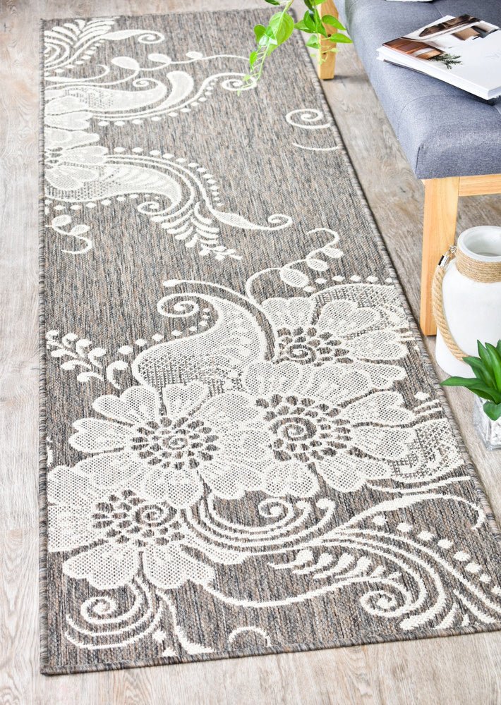 Amara Flower Cream Beige Hallway Runner