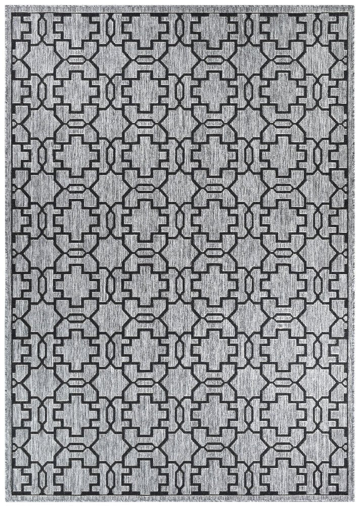 Amara Grey Black Outdoor Rug