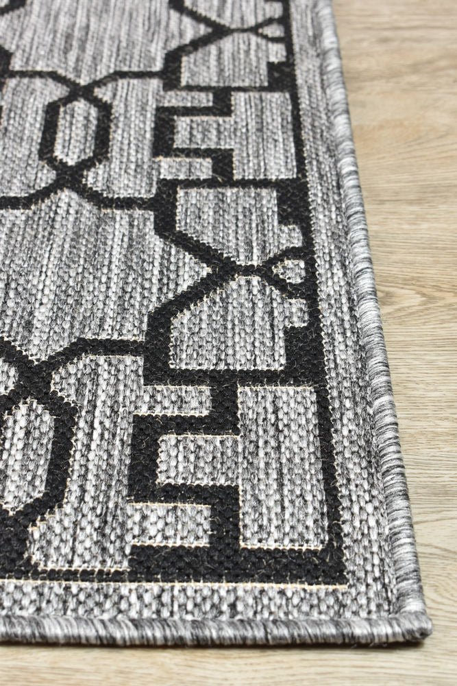 Amara Grey Black Outdoor Rug