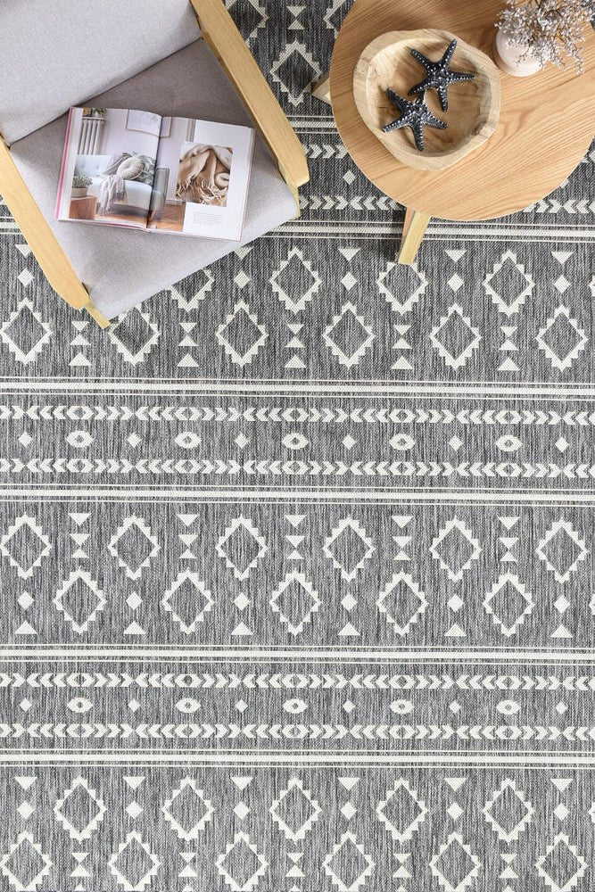 Amara Grey Cream Tribal Outdoor Rug