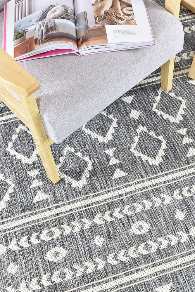 Amara Grey Cream Tribal Outdoor Rug