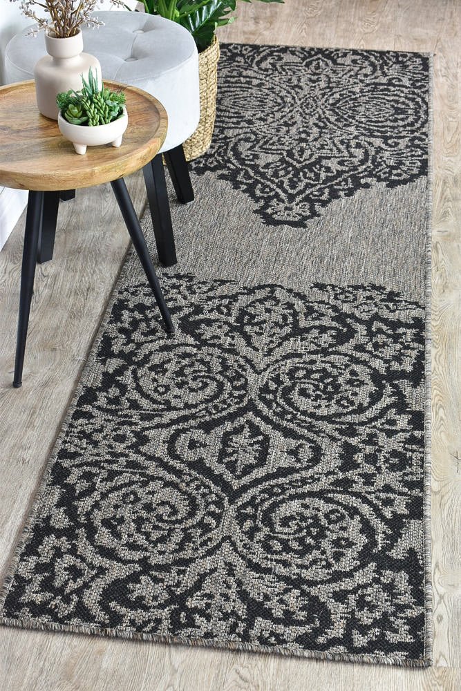 Amara Motif Brown Black Hallway Runner