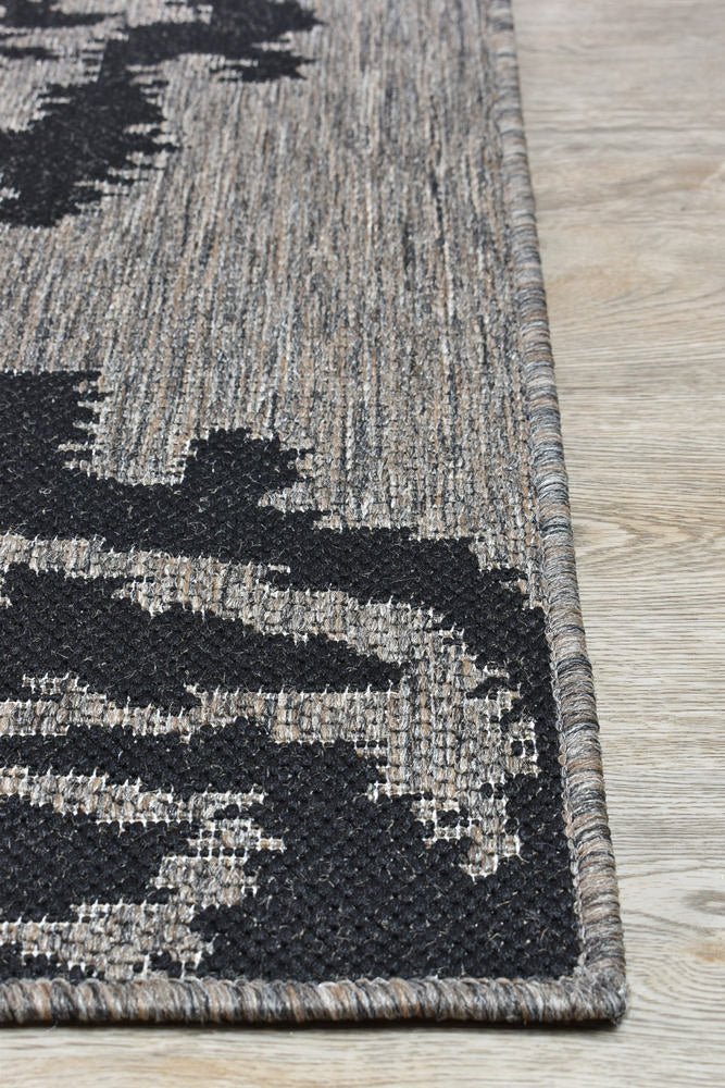 Amara Motif Brown Black Outdoor Rug