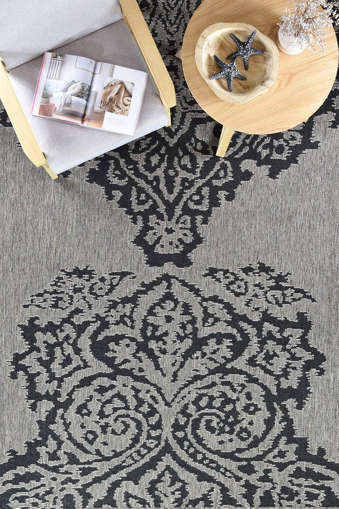 Amara Motif Brown Black Outdoor Rug