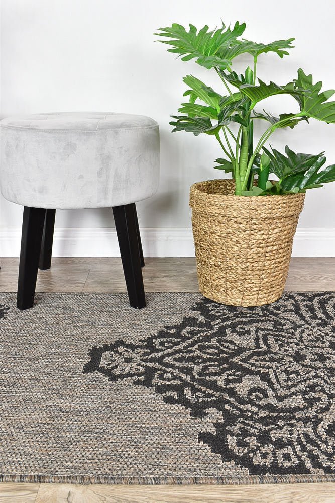 Amara Motif Brown Black Outdoor Rug