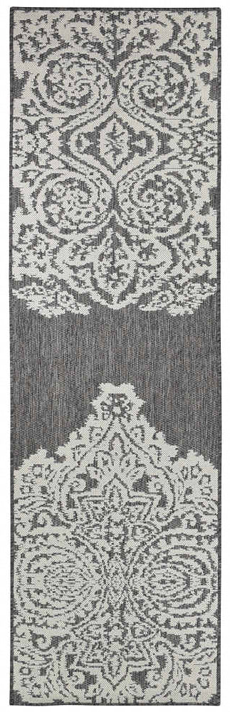 Amara Motif Brown Cream Outdoor Rug