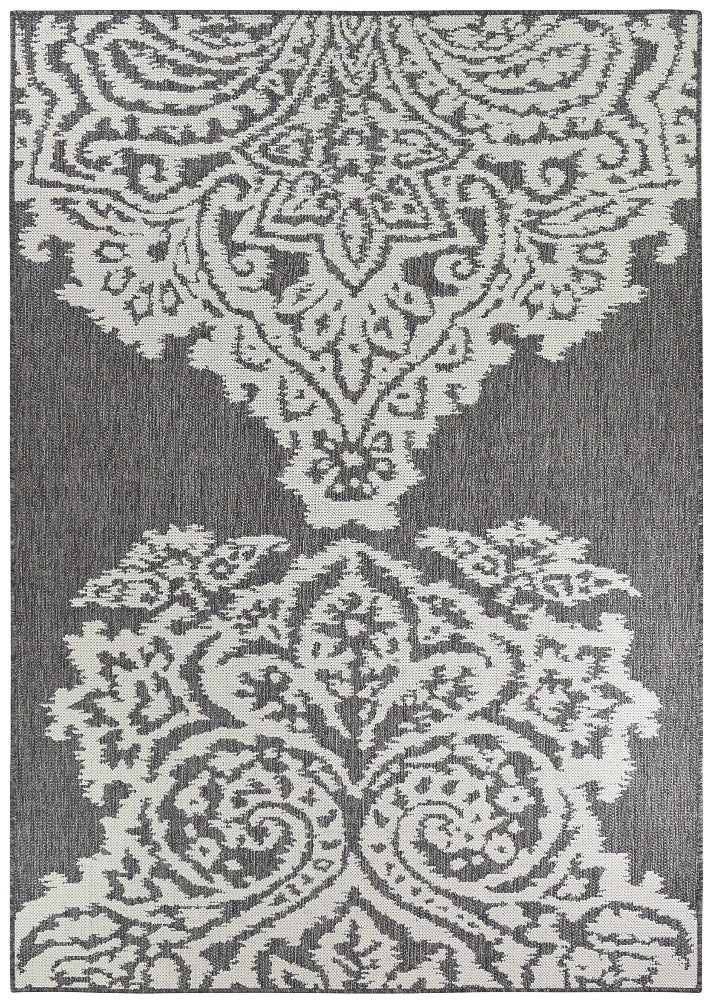 Amara Motif Brown Cream Outdoor Rug