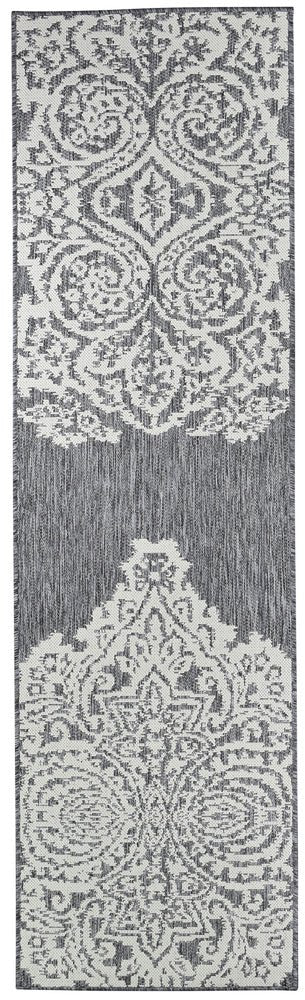 Amara Motif Grey Cream Outdoor Rug