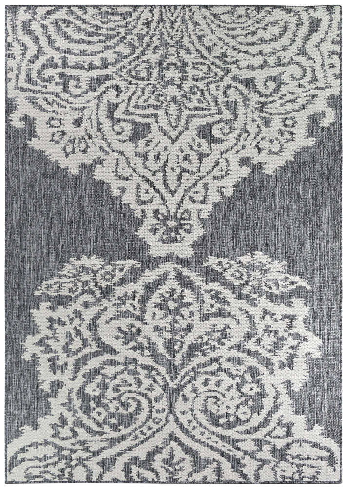 Amara Motif Grey Cream Outdoor Rug