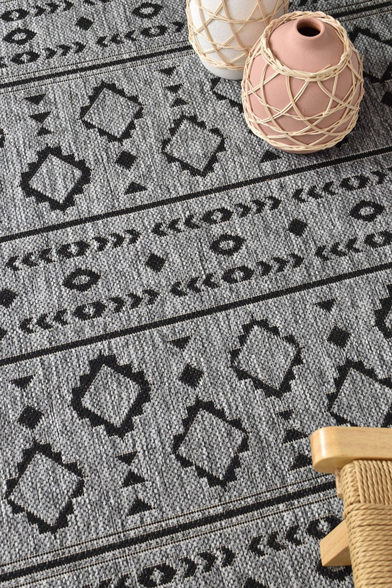 Amara Tribal Dark Grey Hallway Runner