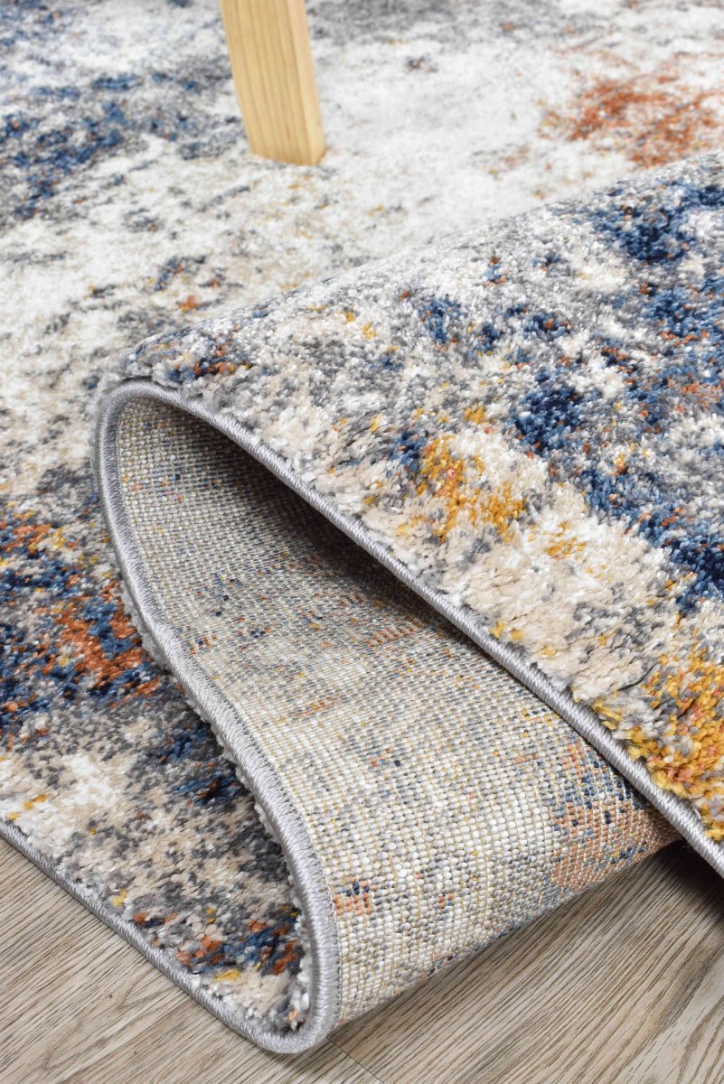 Arbor Blue Orange Transitional Rug