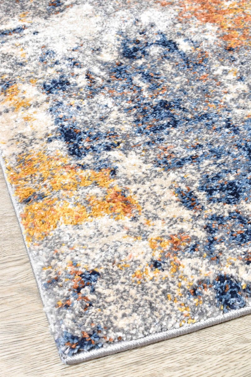 Arbor Blue Orange Transitional Rug