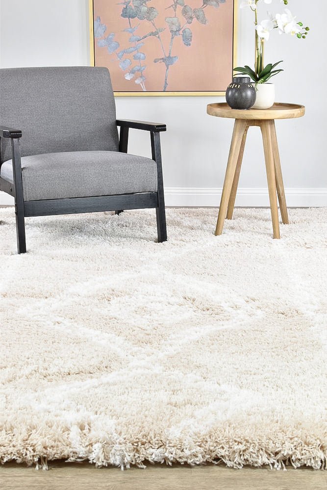 Barra Boho Beige Shaggy Rug