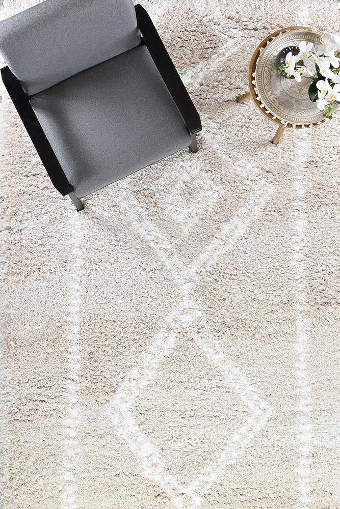 Barra Boho Beige Shaggy Rug