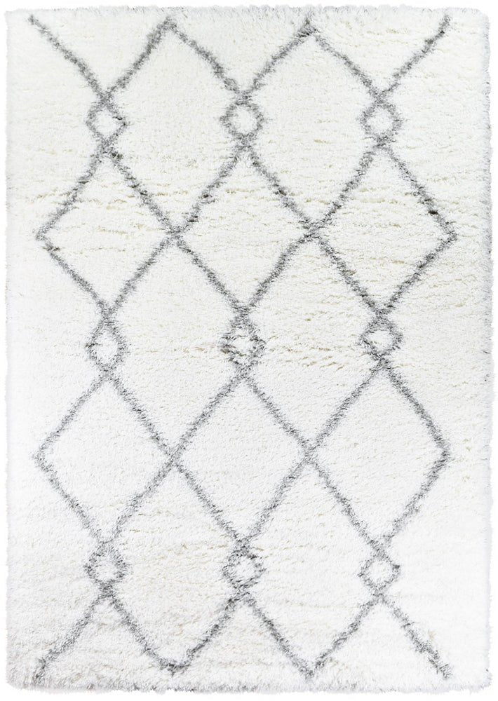 Barra Diamond White Shaggy Rug