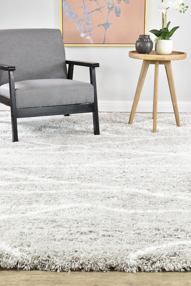 Barra Lines Grey Shaggy Rug