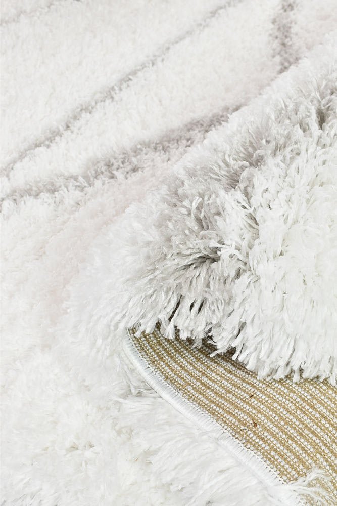 Barra Lines White Shaggy Rug